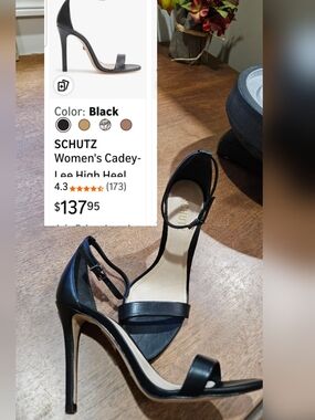 SCHUTZ Black Open-Toe Stiletto Ankle-Strap Heels